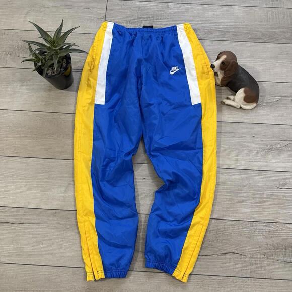 Nike Other - Nike Vintage Style Colorblock Track Pants Blue Yellow Size M Windbreaker Mesh